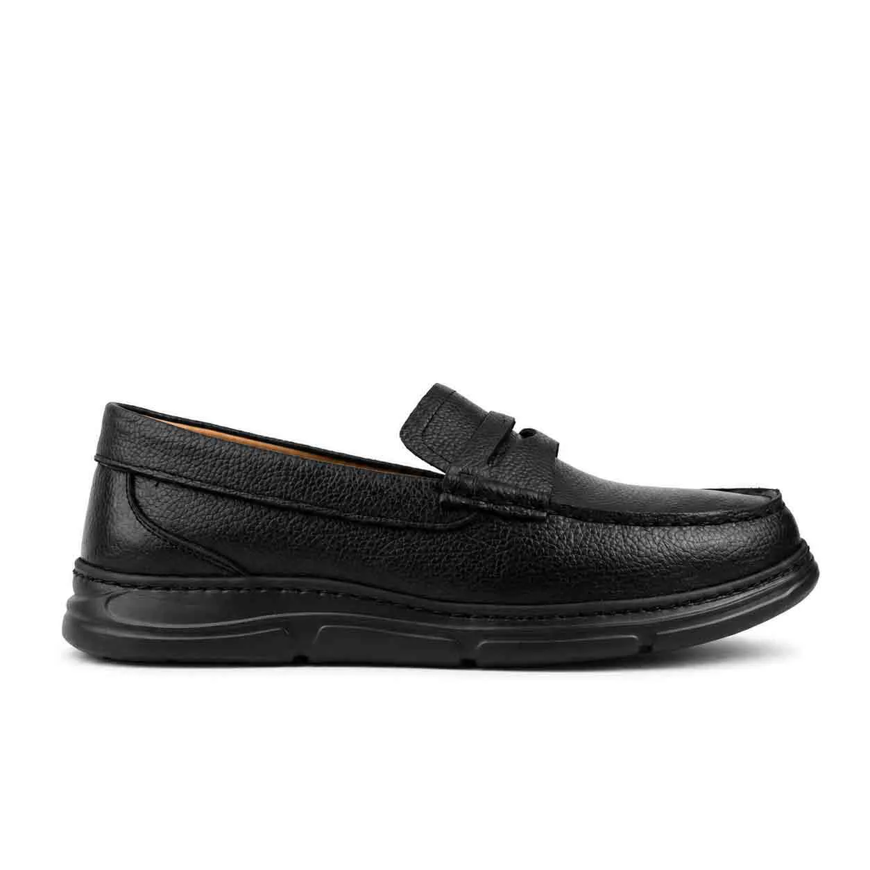 Mocassin confort SM124 noir cuir..........    miniature